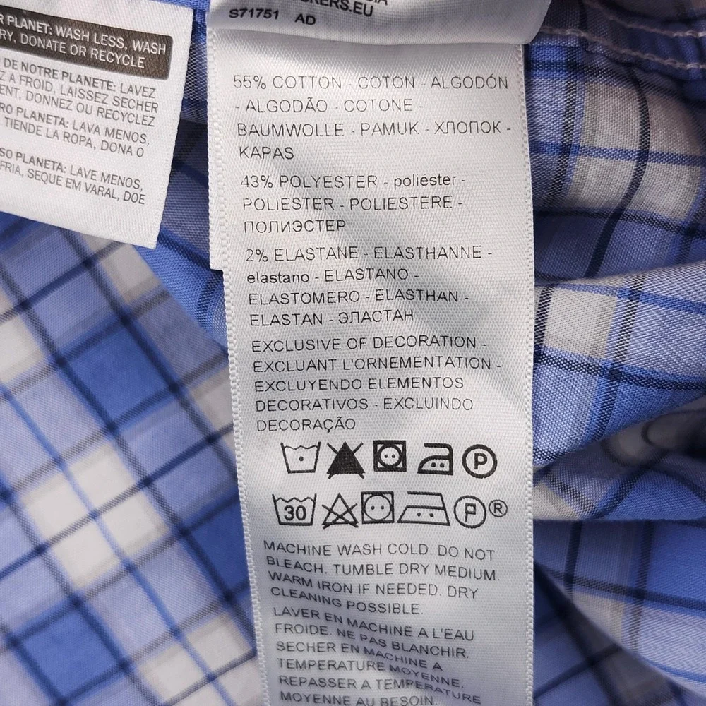 Dockers Button Down Shirt Mens XL Blue Plaid Long Sleeve Classic Fit Preppy